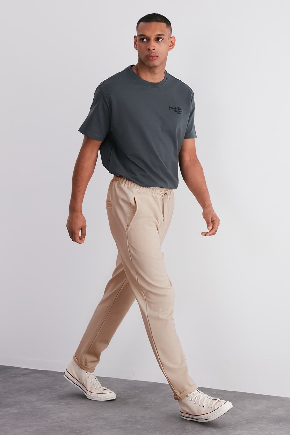 Premium Taş Regular/Normal Kesim Duble Paça Eşofman Altı