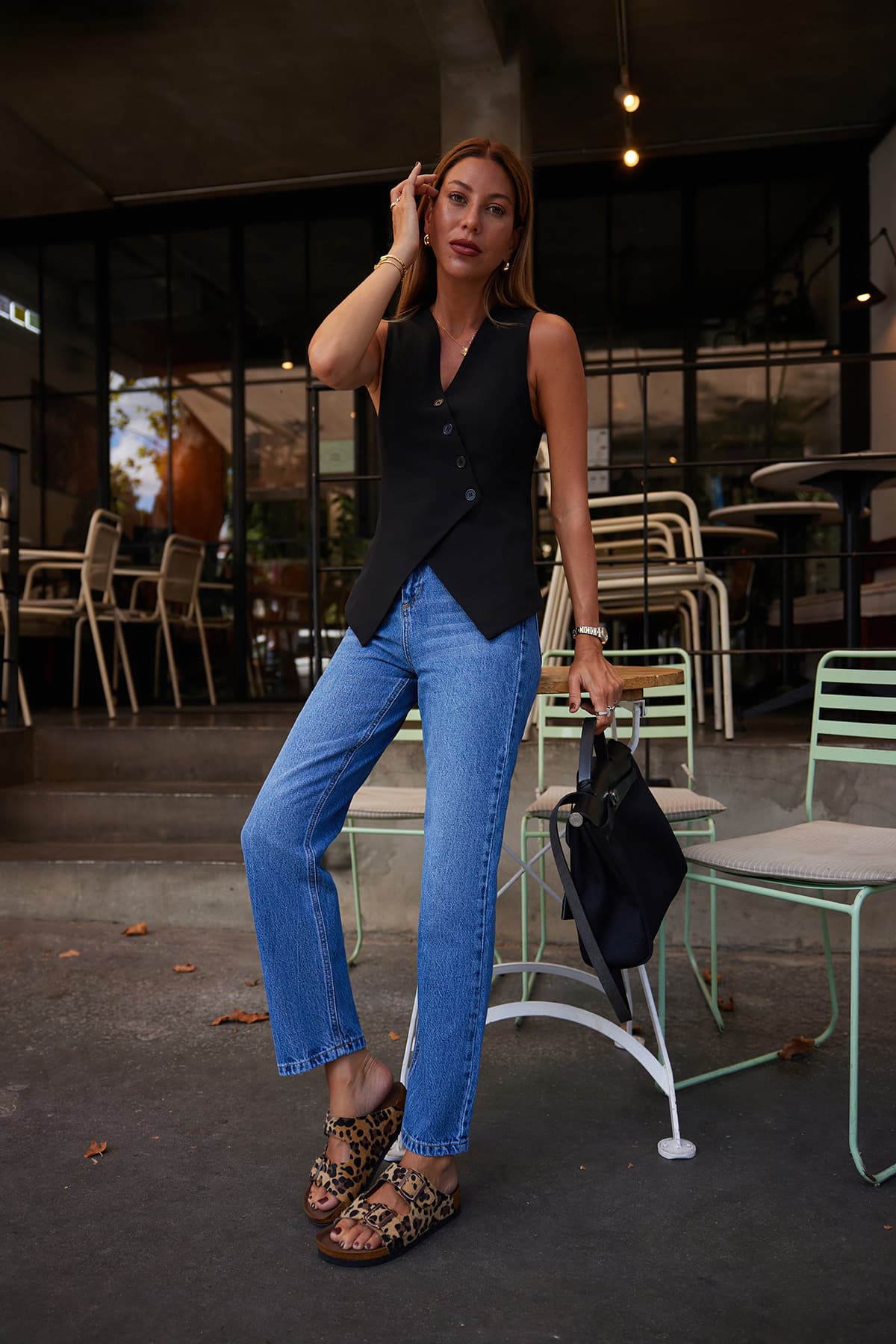 Mavi Yüksek Bel Straight Jeans