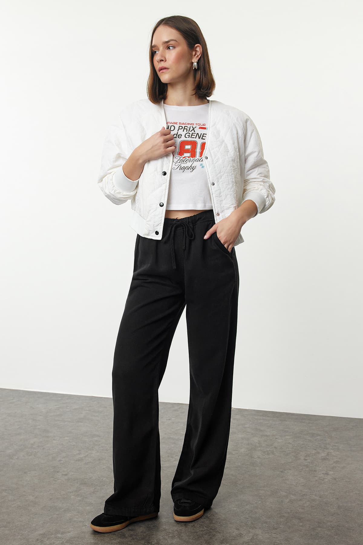 Siyah More Sustainable %100 Tencel™ Beli Lastikli Yüksek Bel Jeans