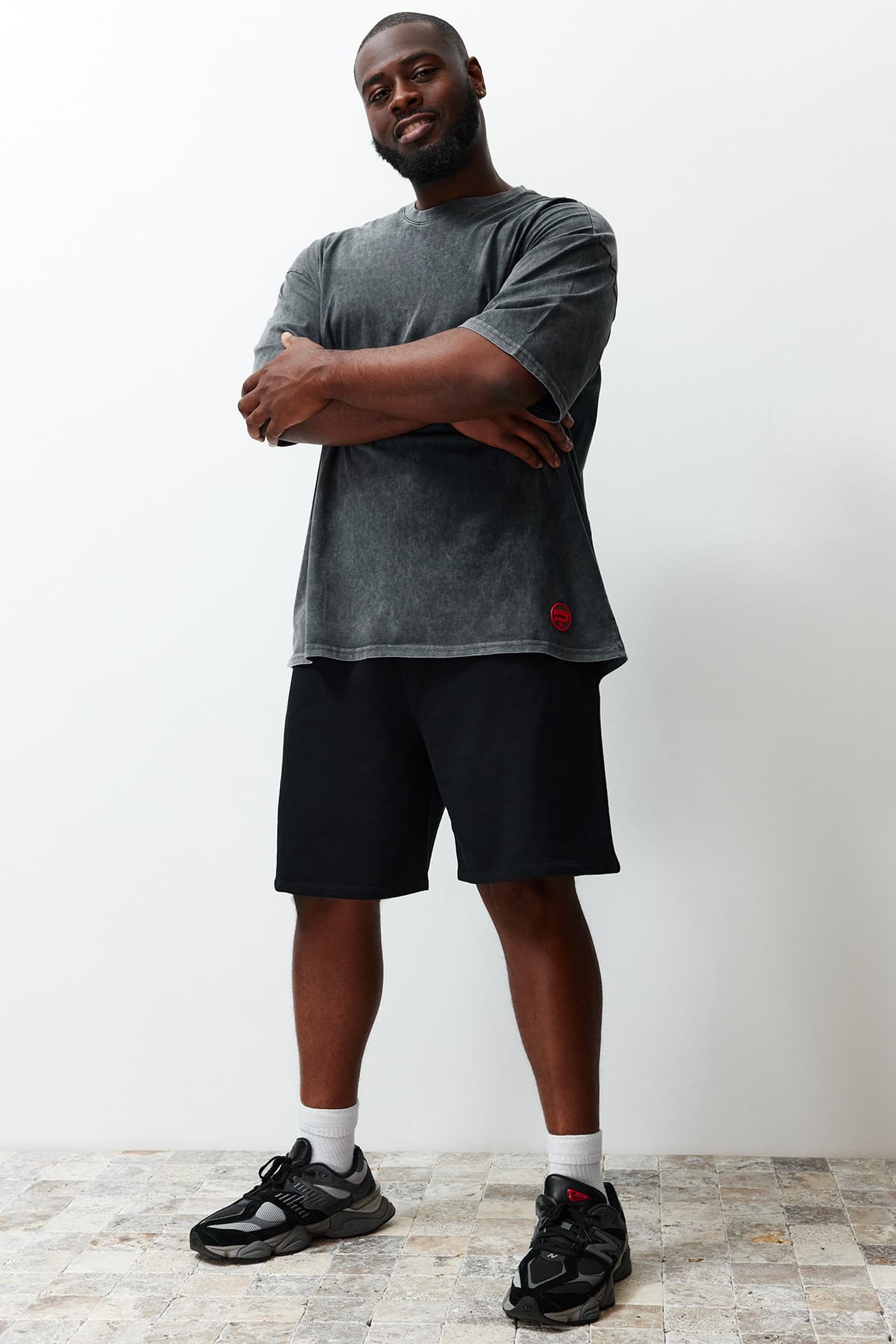 Büyük Beden Siyah Regular/Normal Kesim Rahat %100 Pamuklu Basic Şort