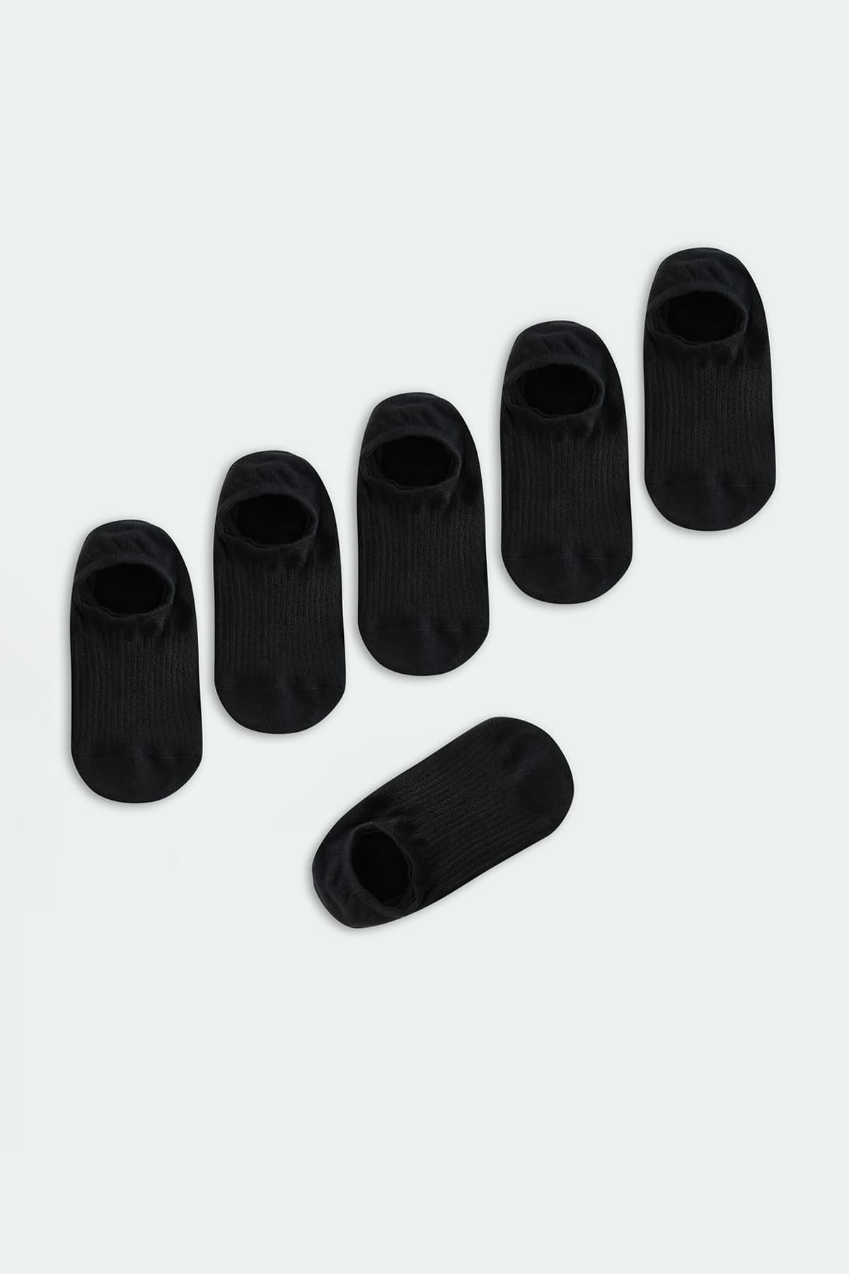 Siyah Unisex 6'lı Pamuklu Sneaker Çorap