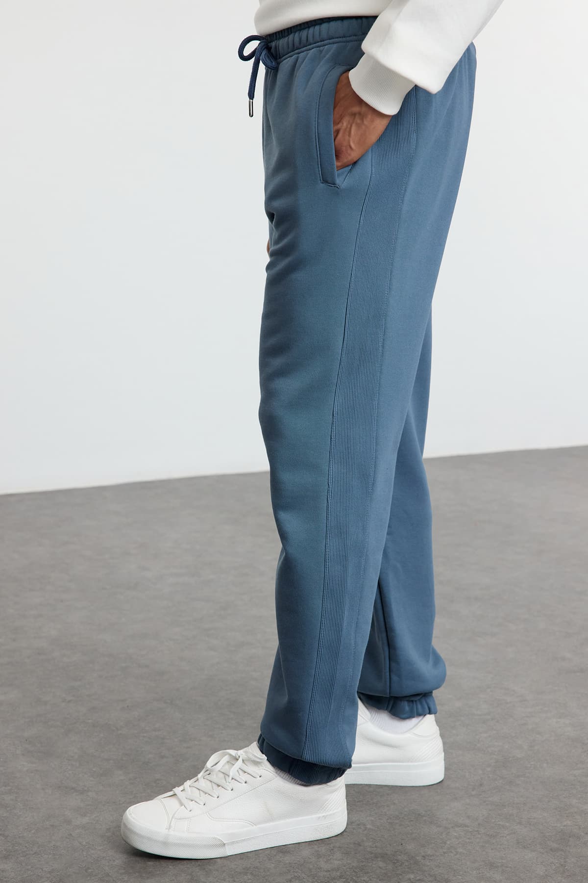 Indigo Oversize/Geniş Kesim Kumaş Mix Eşofman Altı