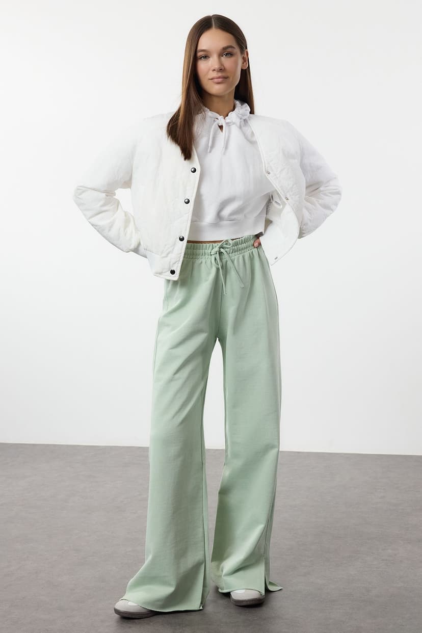 Mint Wide Leg/Geniş Paça İnce Örme Eşofman Altı Pantolon