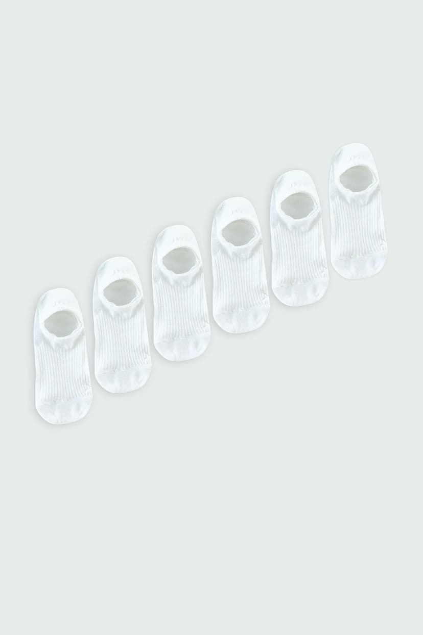 Beyaz Unisex 6'lı Pamuklu Sneaker Çorap