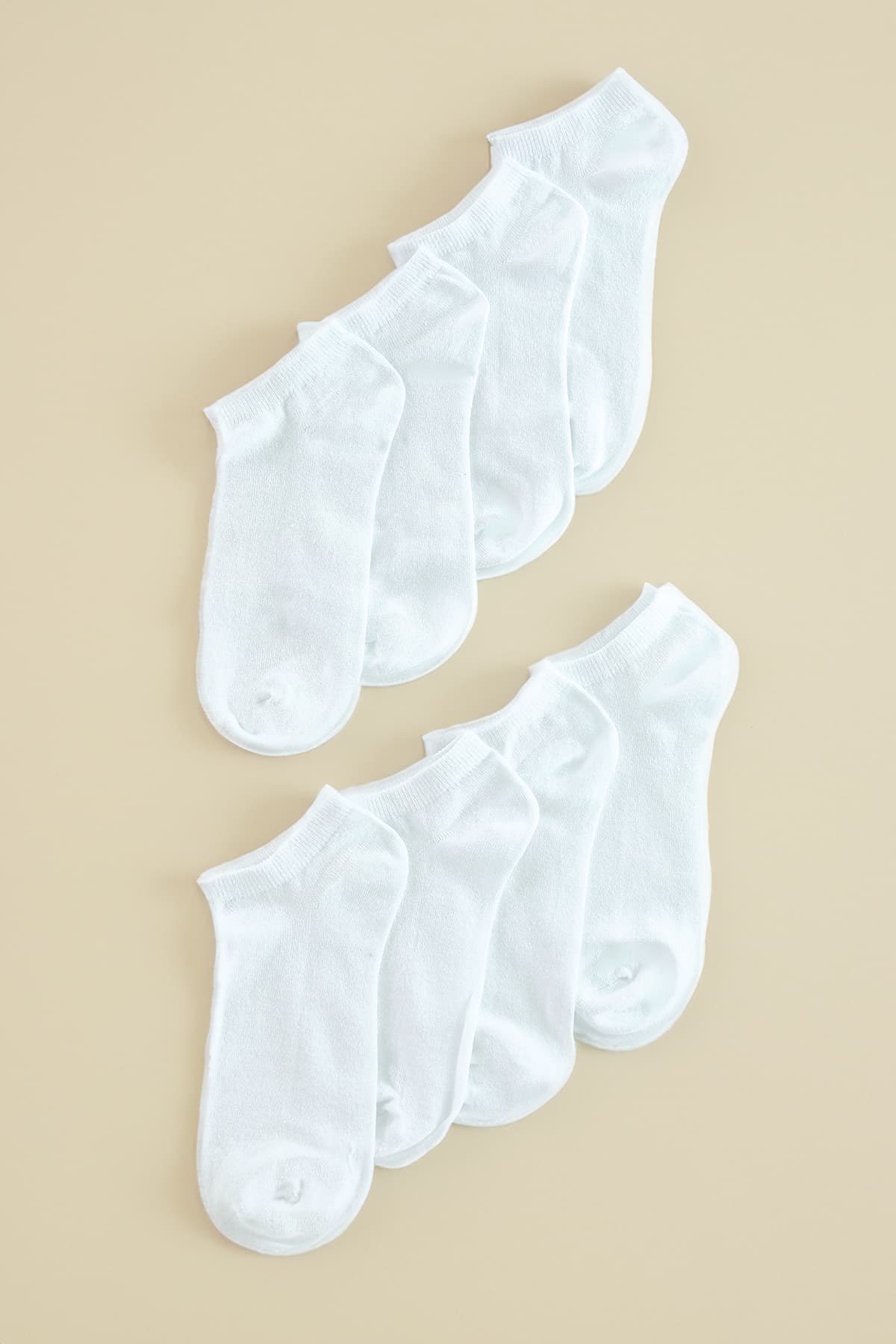 Beyaz Unisex 8'li Pamuklu Patik Çorap