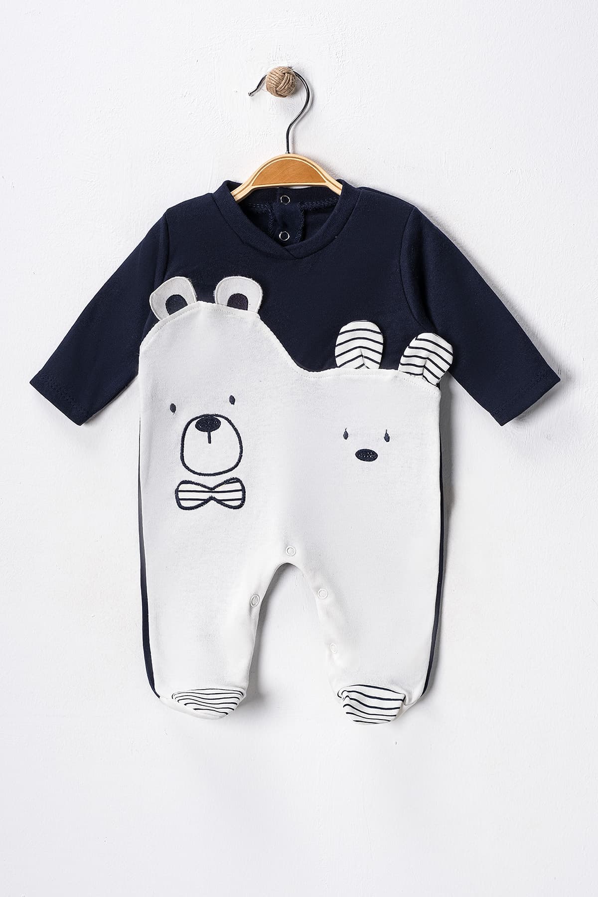 Trendyolmilla Kids Ekru Unisex Bebek Pamuku Hayvan Baskılı Regular/Normal Kalıp Uzun Kol Örme Tulum TKDAW25TU00002