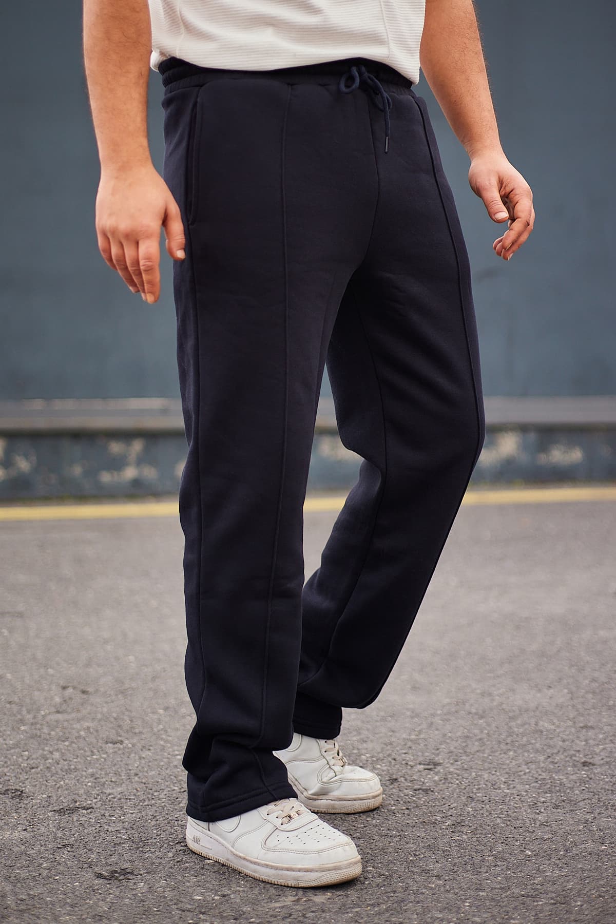 Lacivert Regular/Straight Kesim Dikiş Detaylı Eşofman Altı