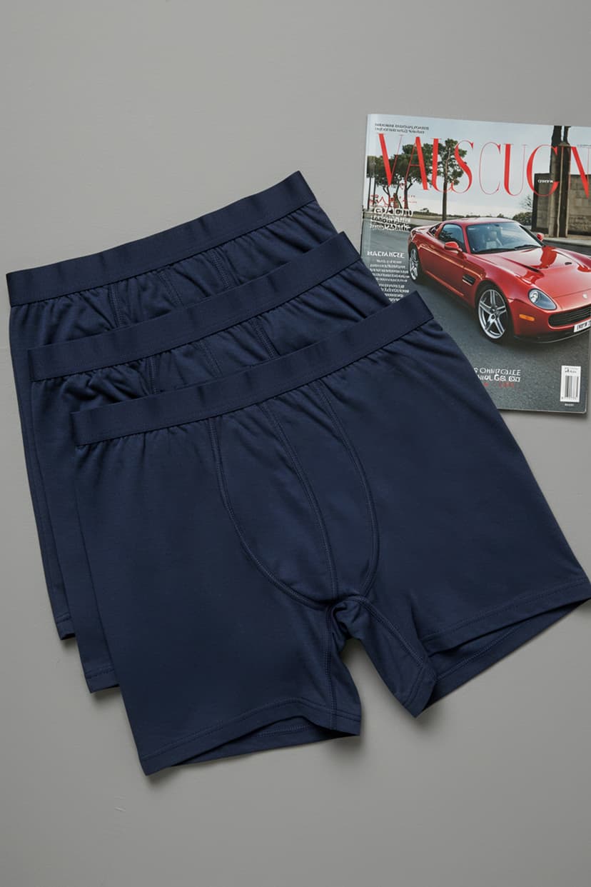 Lacivert 3'lü Paket Düz Boxer