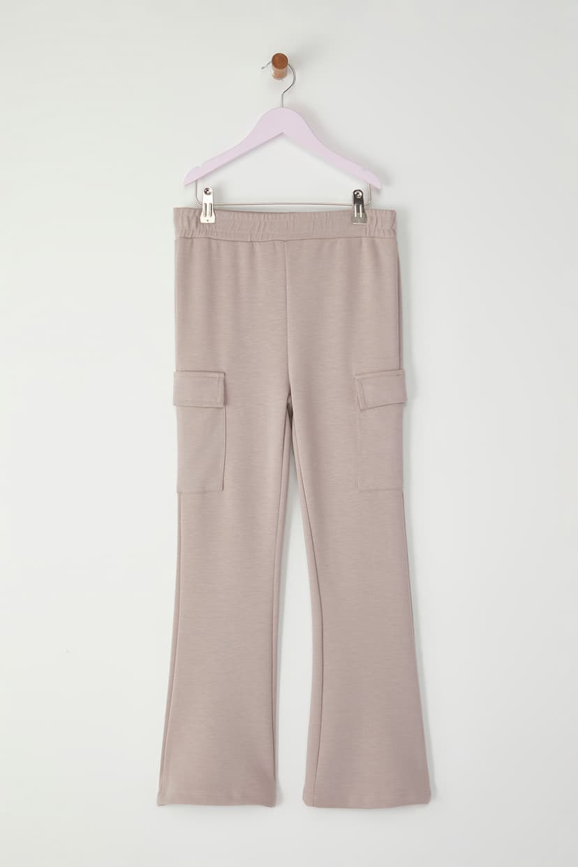 Camel Kız Çocuk Kargo Cepli Flare Viskon Basic Örme Pantolon