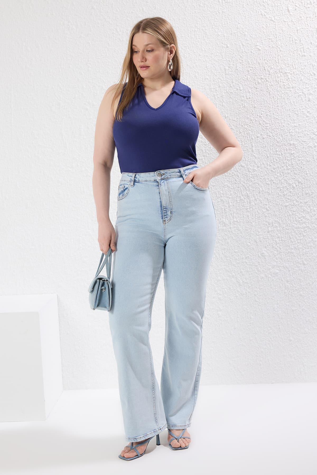 Mavi Yüksek Bel Comfort İspanyol Paça Flare Fit Jeans
