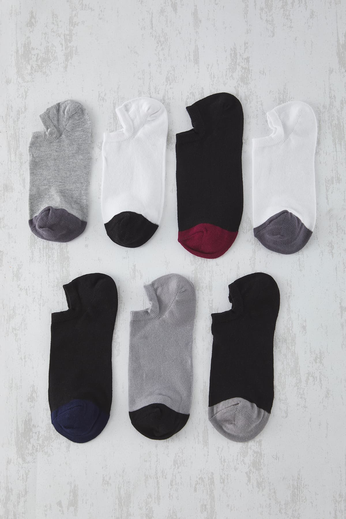 Çok Renkli Unisex 7'li Paket Kısa Boy/Görünmez Pamuklu Çorap