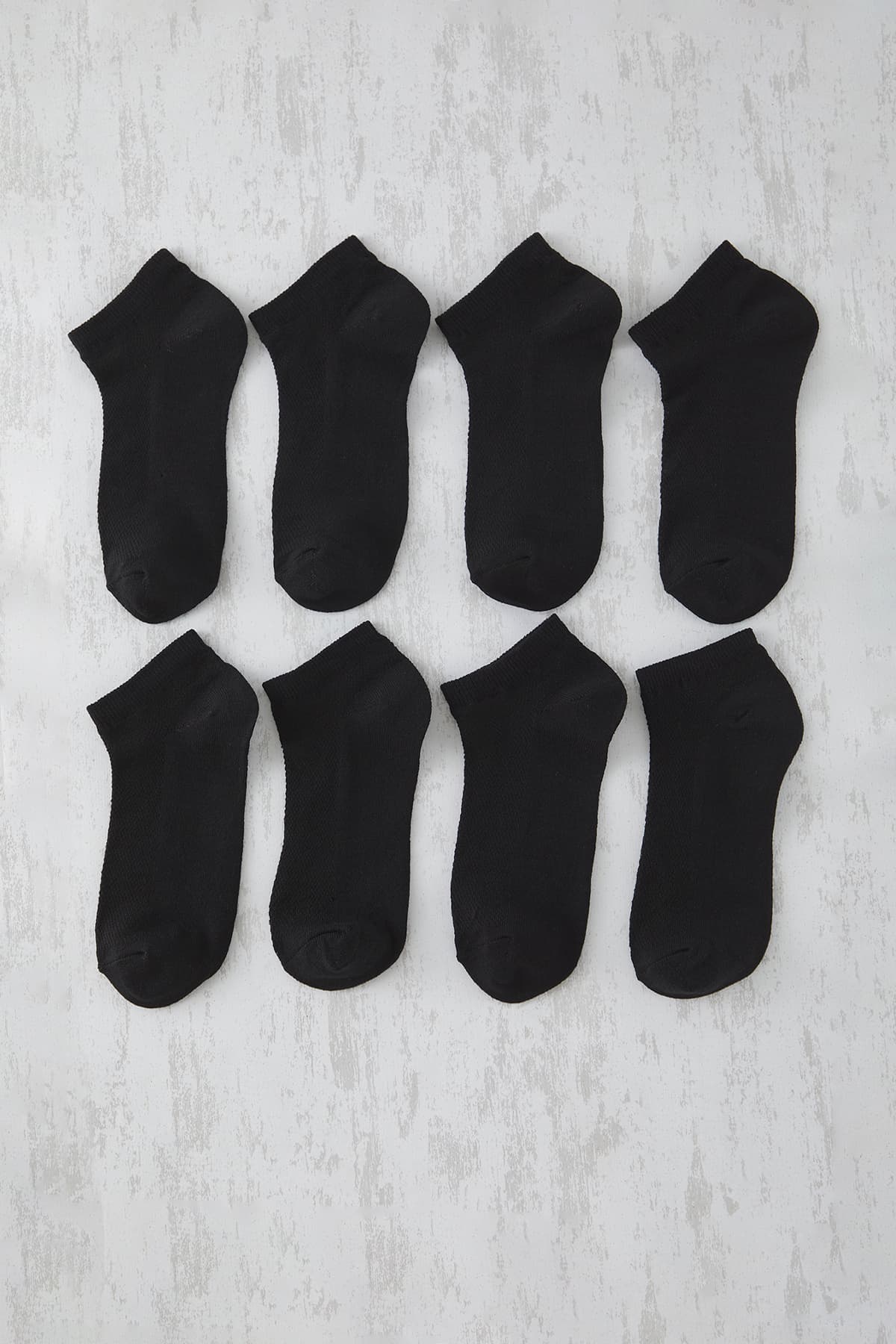 Siyah Unisex 8'li Kısa Boy-Görünmez Yazlık Pamuklu Hava Alan Çorap