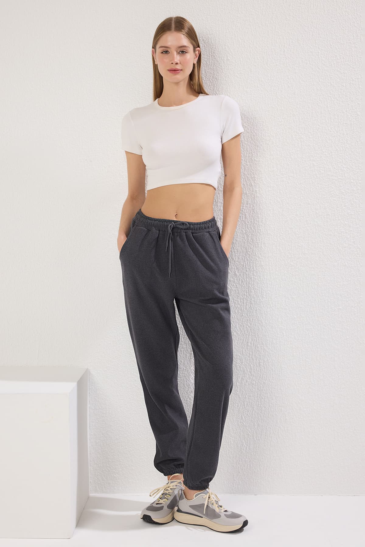 Antrasit Selanik Rahat Kalıp Cepli Örme Spor Eşofman Altı