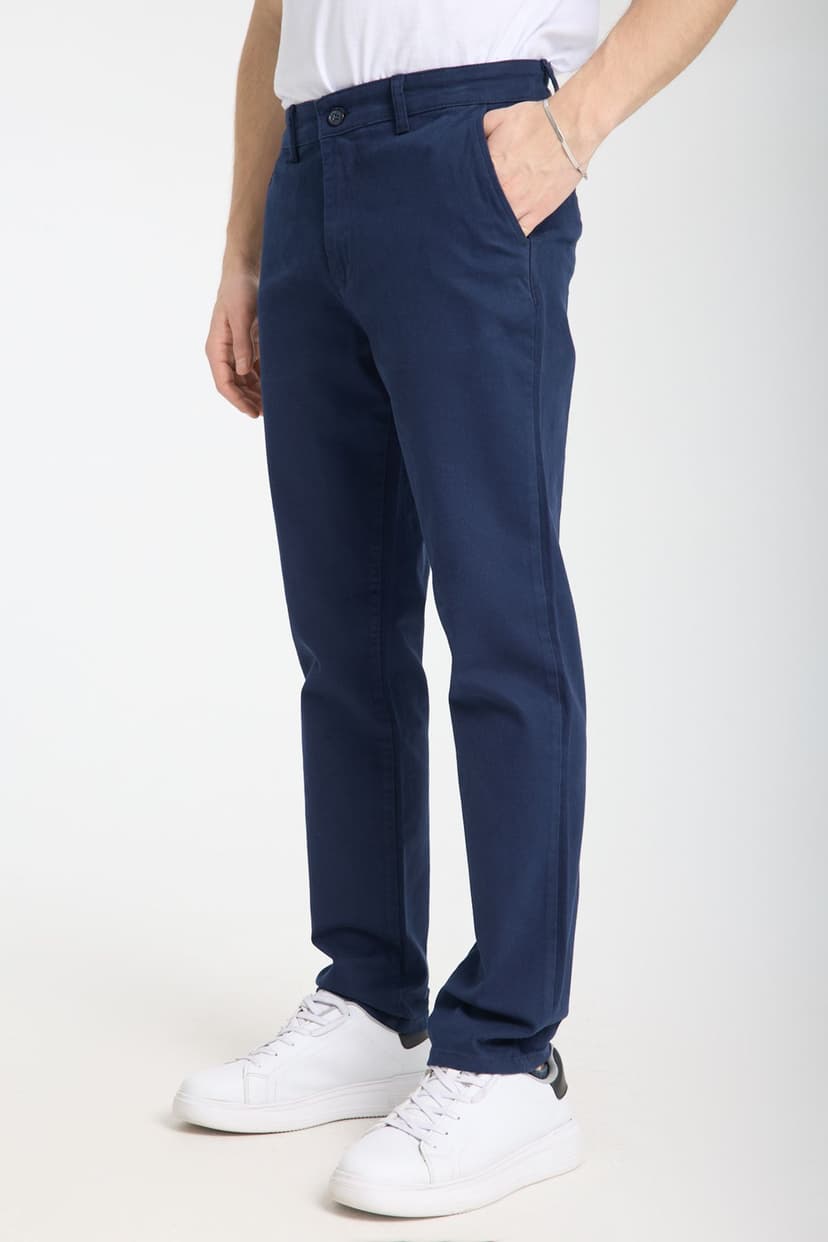 Lacivert Regular Fit Basic Chino Esnek Gabardin Pantolon