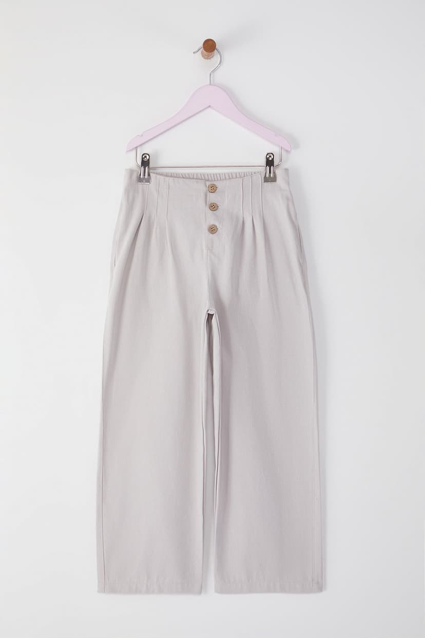 Taş Kız Çocuk %100 Pamuk Basic Wide Leg Örme Pantolon