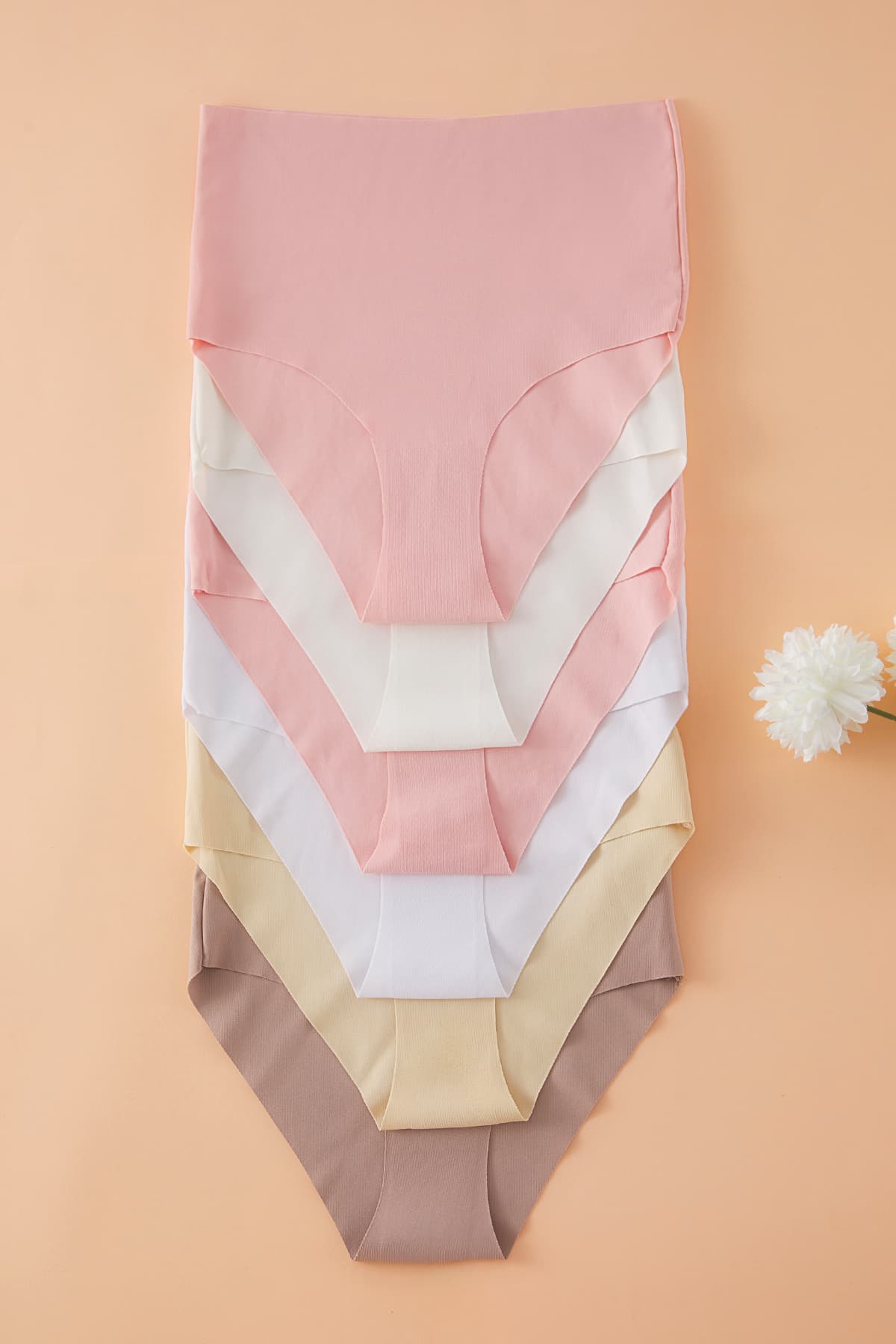 Pembe 6'lı Micro Dikişsiz/İz Yapmaz Lazer Kesim Yüksek Bel Klasik Örme Külot