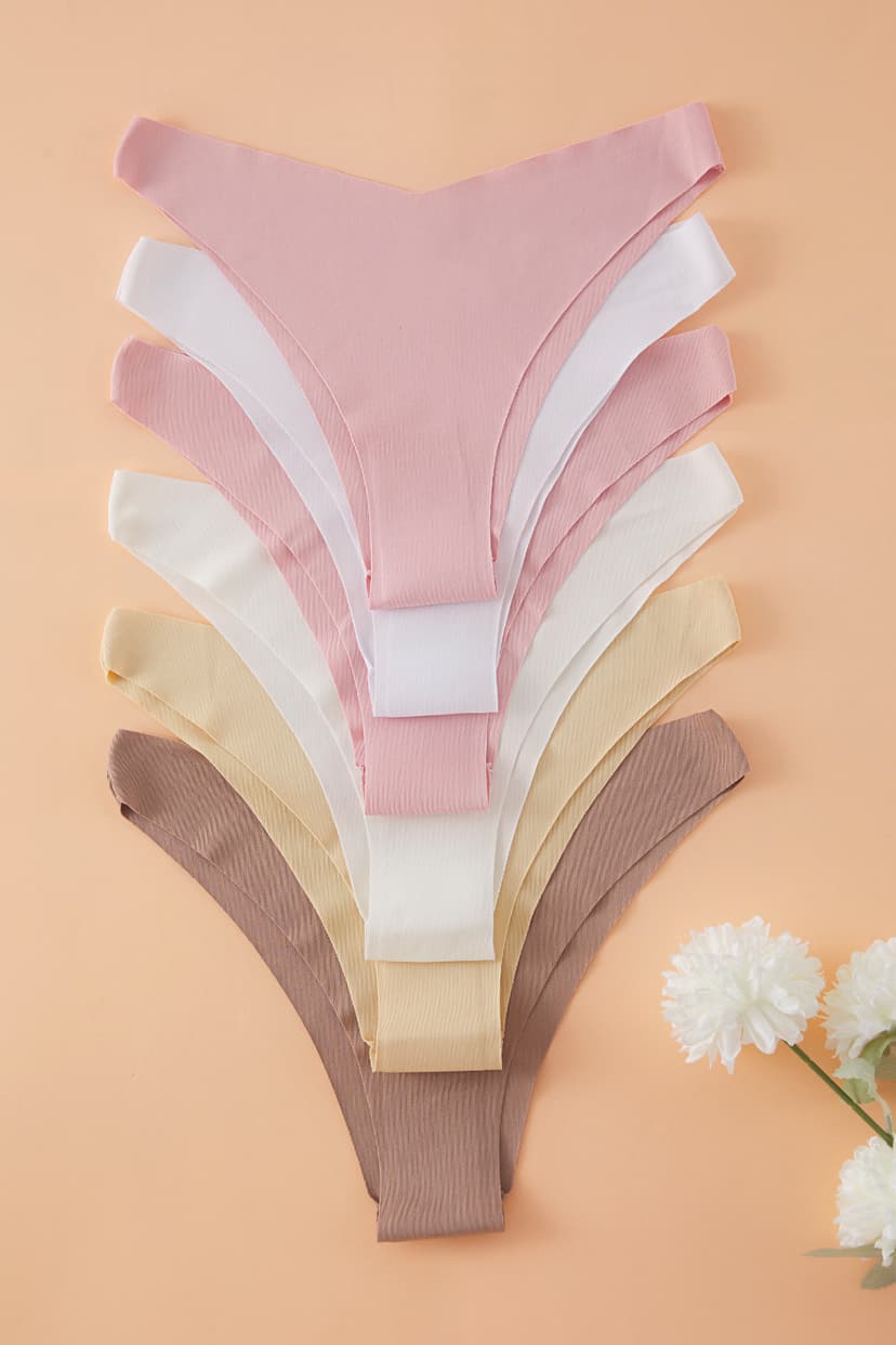Pembe-Çok Renkli 6'lı Paket Micro Brazilian Örme Külot