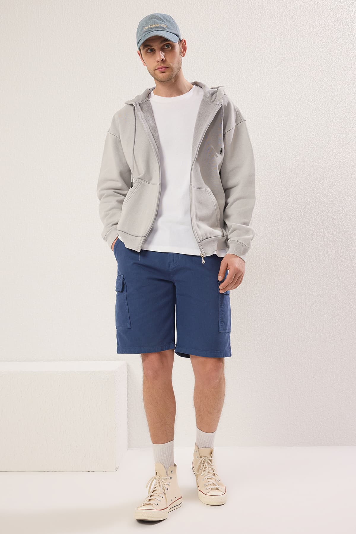 Indigo Relaxed Kot Şort