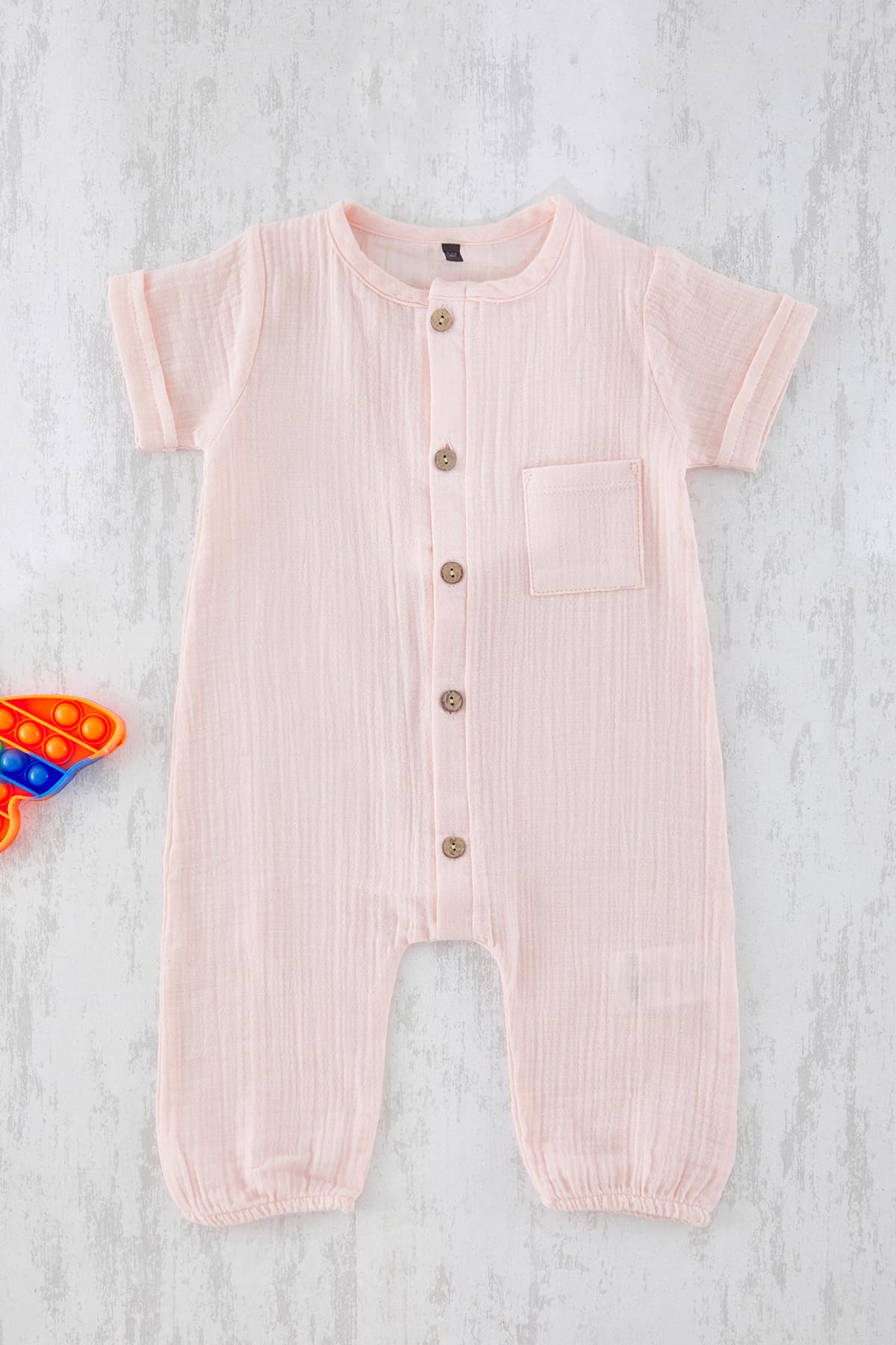 Trendyolmilla Kids Somon %100 Pamuk Kız Bebek Basic Kısa Kol Kısa Dokuma Tulum TKDSS25TU00011