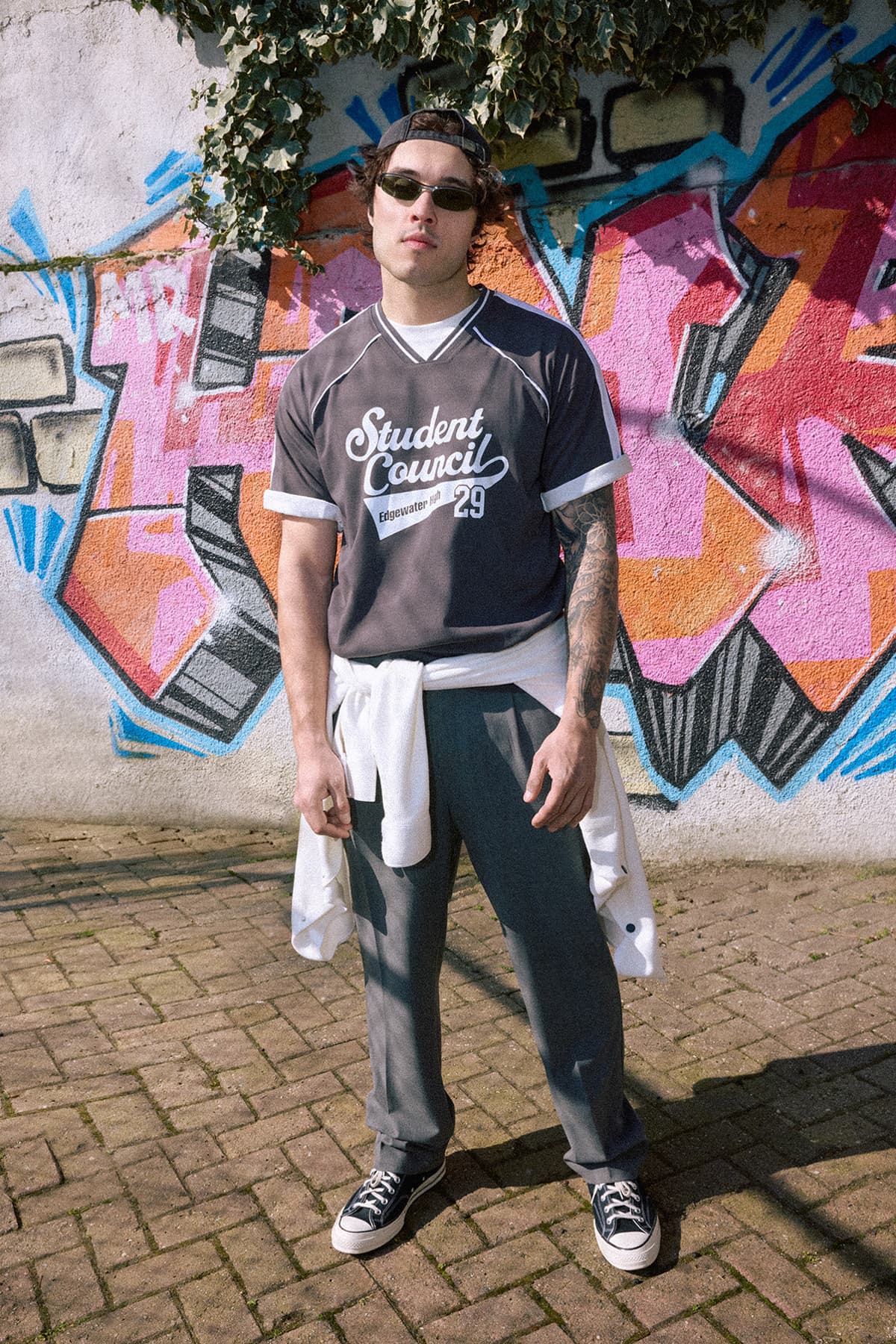 Gri Wideleg Baggy Rahat Kalıp Dokuma Kumaş Pantolon