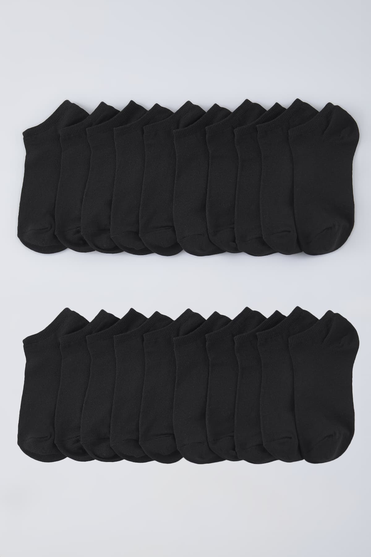 Siyah Unisex 20'li Pamuklu Kısa Boy/Görünmez/Patik Çorap