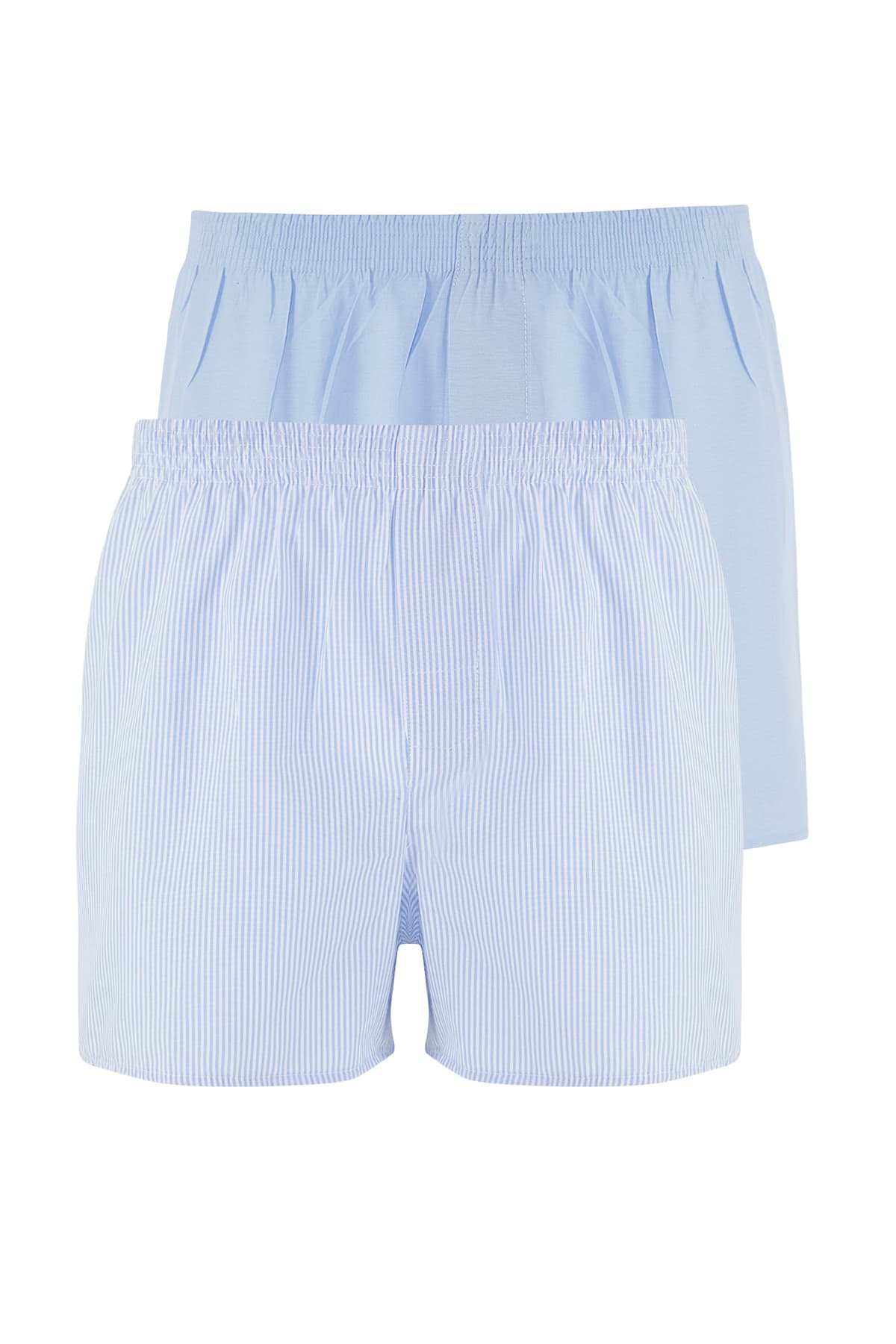 Mavi Dokuma Pamuklu 2'li Paket Boxer
