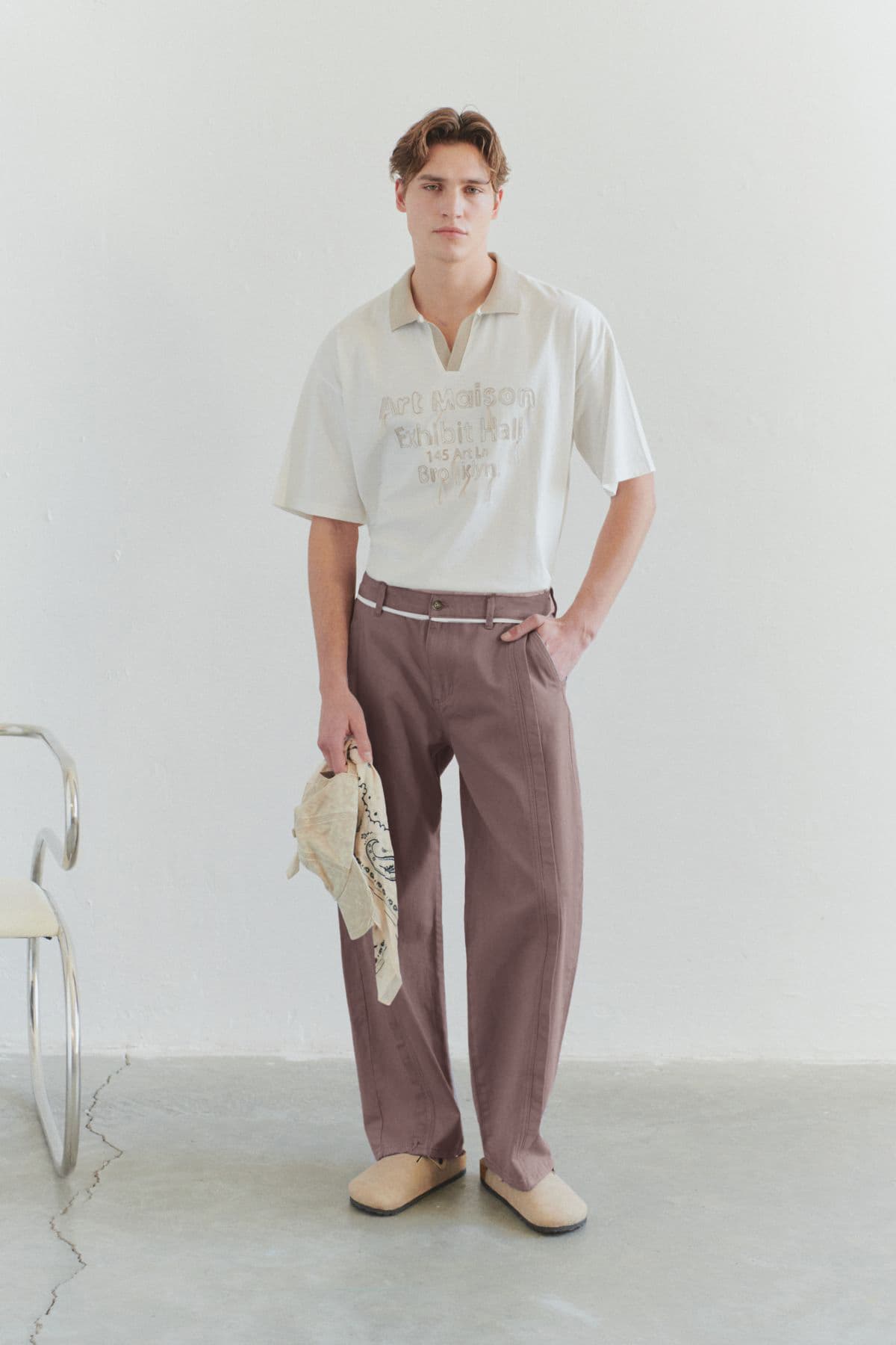 Limited Edition Erkek Açık Kahverengi Wide Leg Gabardin Pantolon