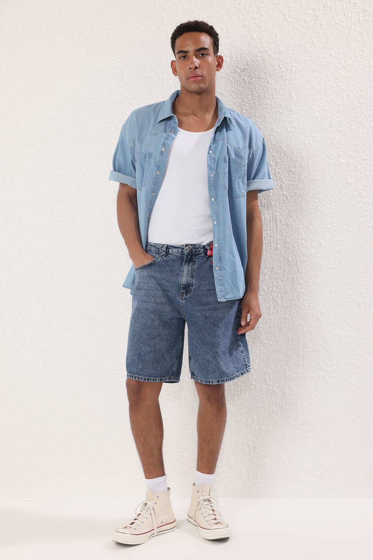 Mavi Baggy Fit More Sustinable Kot Şort