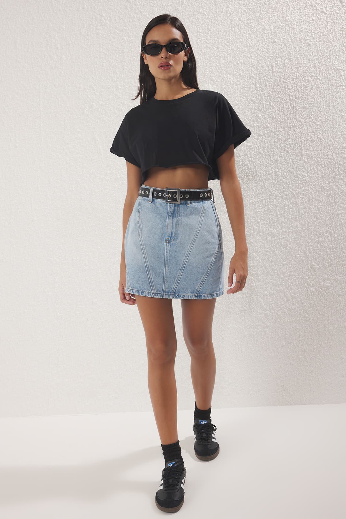 Mavi More Sustainable Soluk Efekt Vintage Yüksek Bel Mini Denim Etek