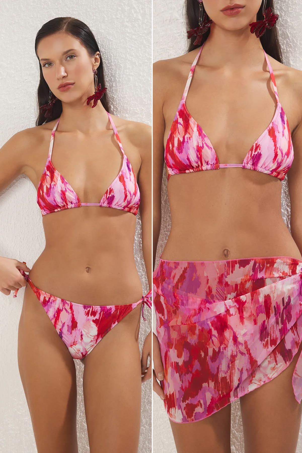 Trendyolmilla Soyut Desenli 3'lü Set Bikini Takımı&Pareo TBESS25JS00002