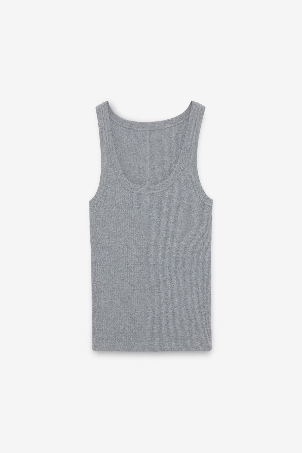 LILLESOL Kadın Fitilli Görünümlü Slim Fit Vücuda Oturan Havuz Yakalı Pamuklu Basic Antrasit Atlet