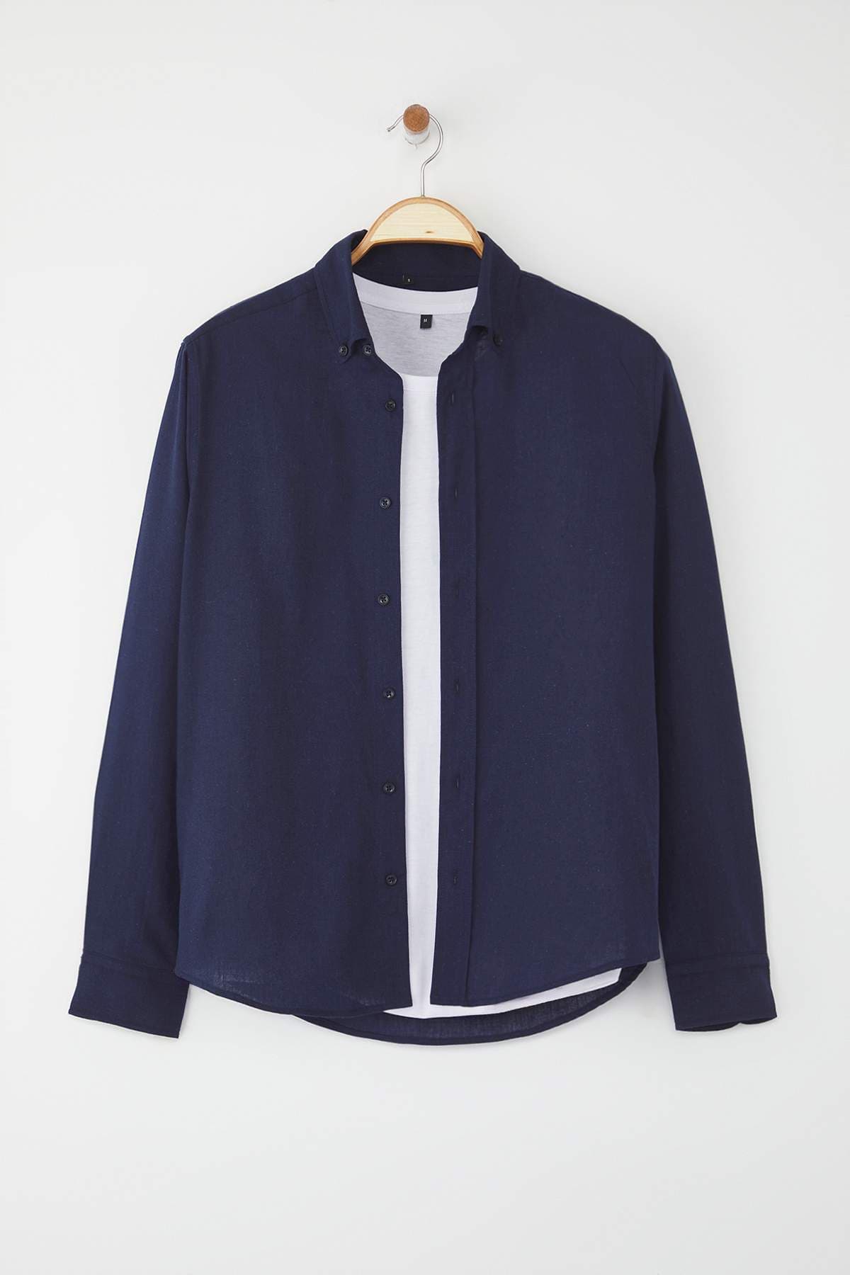 Mavi Regular Fit Keten Karışımlı Erkek Gömlek