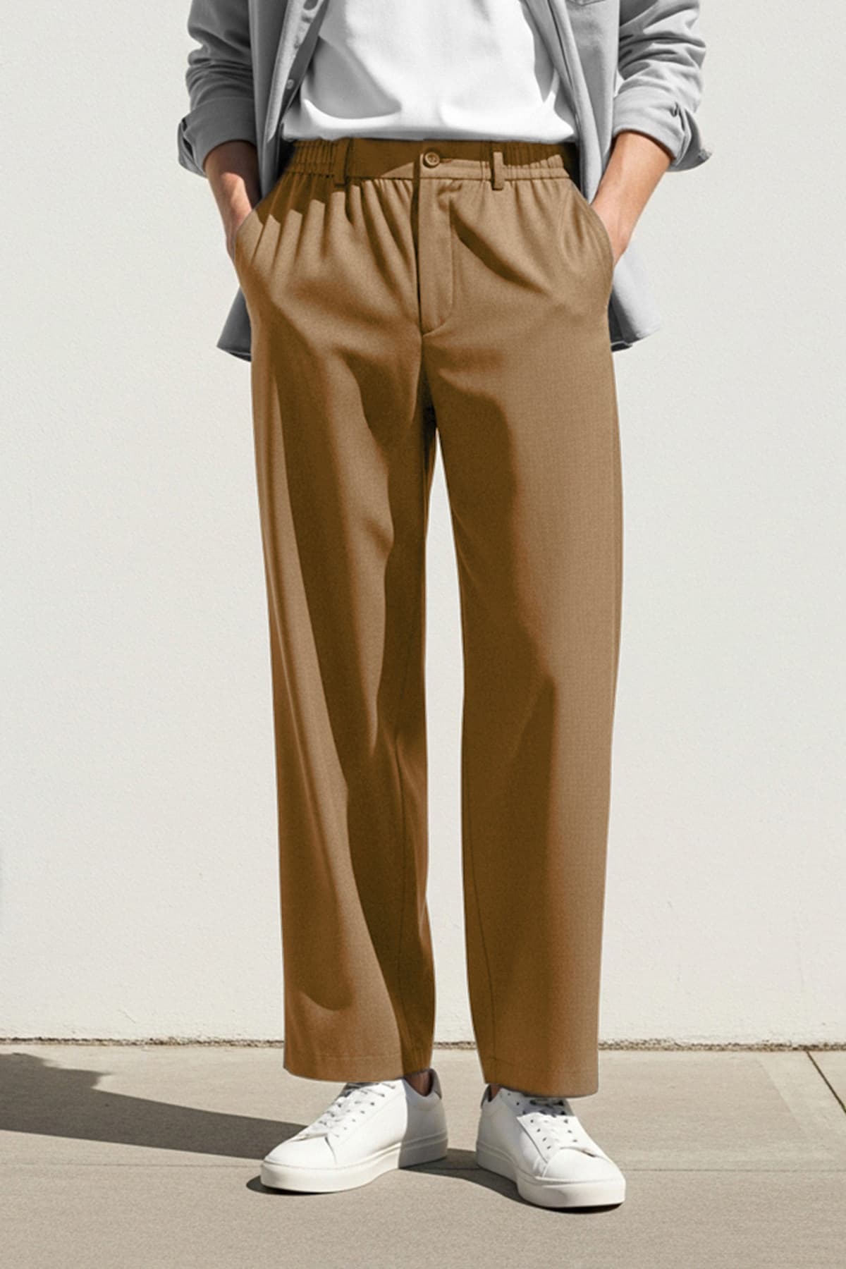 Bej Wide Leg Bol Kumaş Baggy Pantolon