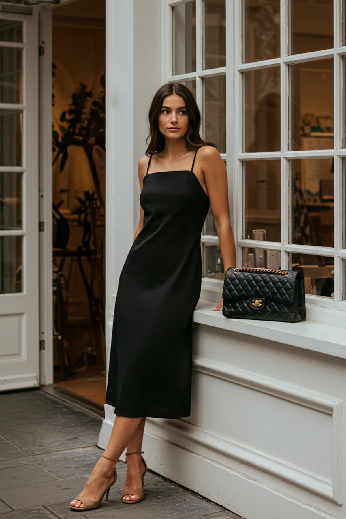 Trendyolmilla Siyah Düz Düz Kesim Gipeli Maxi Dokuma Elbise TWOSS25EL00626