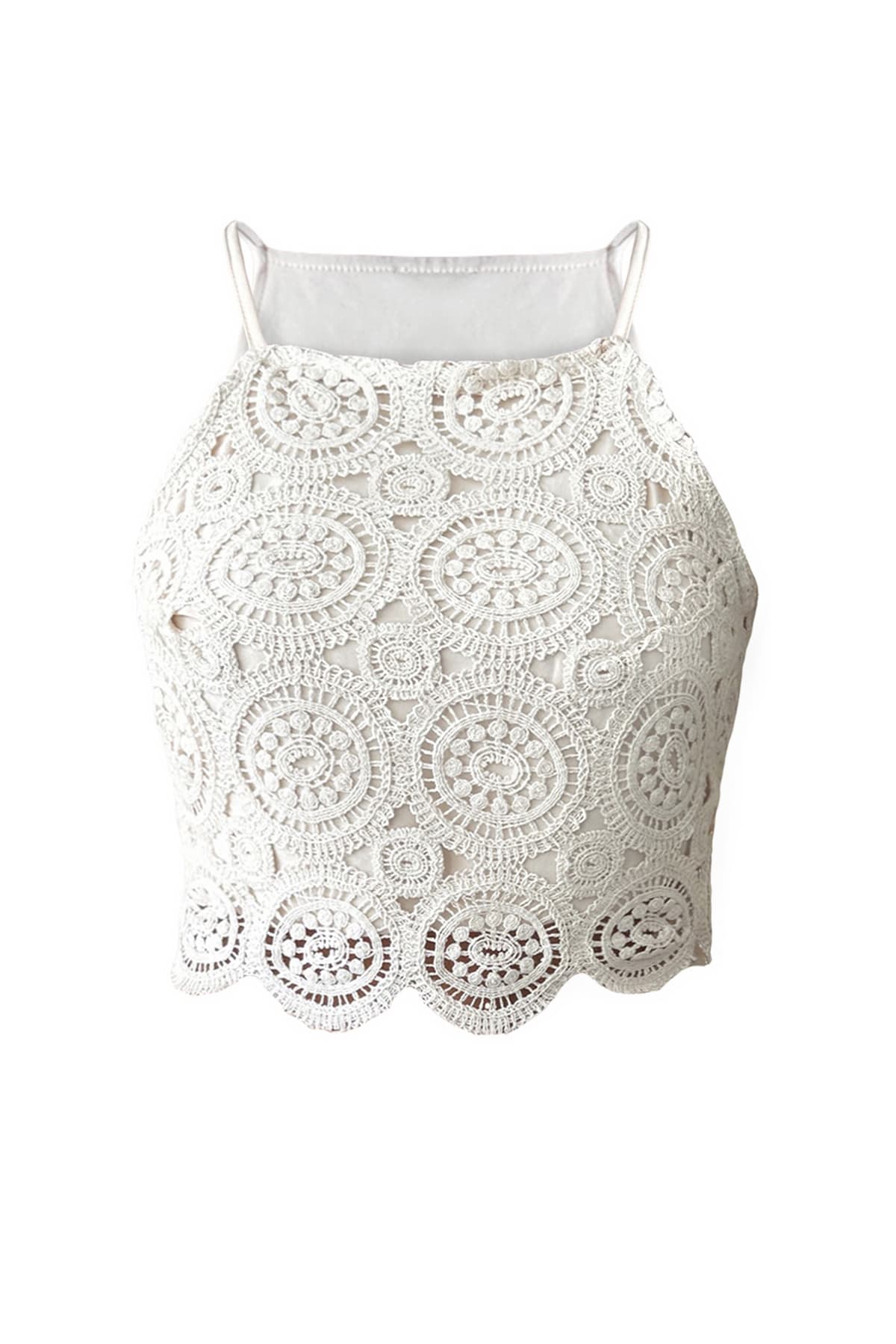 Trendyolmilla Bej Kroşe Detaylı Crop Dokuma Bluz TWOSS25BZ00579