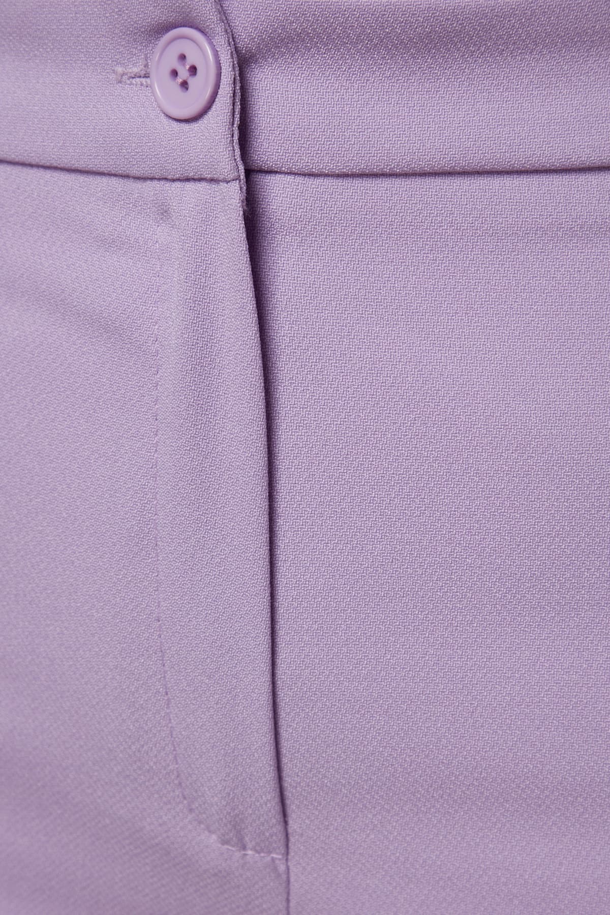 Lila Straight Yüksek Bel Nervür Dikişli Dokuma Pantolon